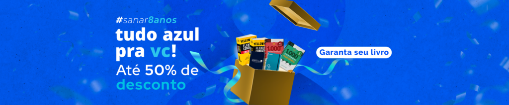 #sanar8anos Tudo Azul pra Vc: até 50% de desconto em livros!